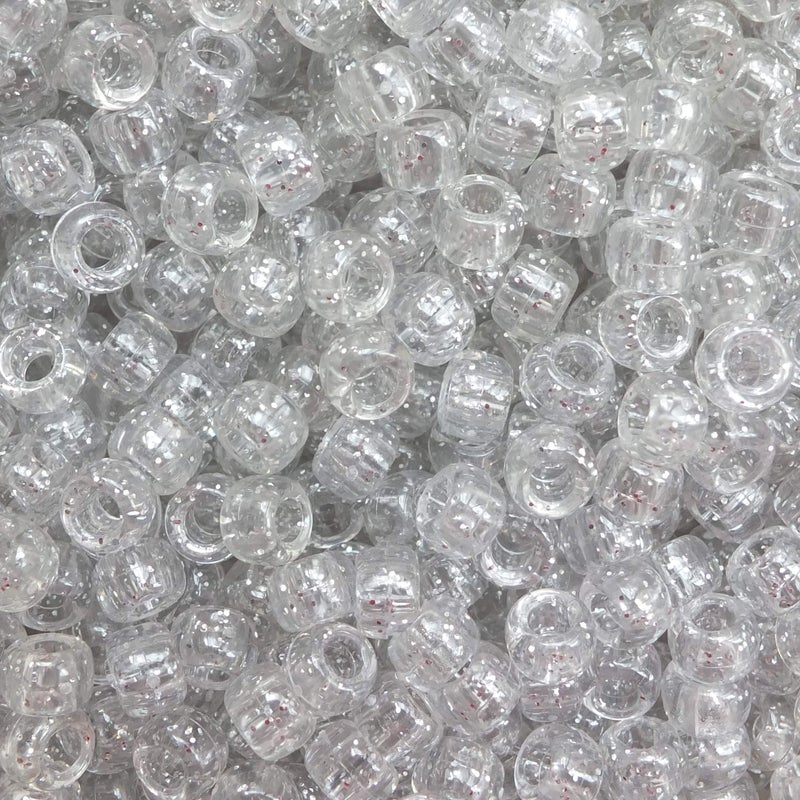 BeadExplosion Silver Sparkle Glitter Crow Beads Pony Beads Made in USA 6x9mm Large Hole - Image 1